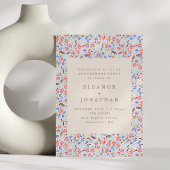 Invitation Boho Red Blue Moth Floral Engagement Party