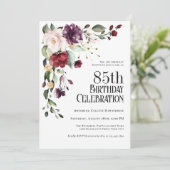 Invitation Boho Red Blush et Purple 85e fête d'anniversaire (Debout devant)