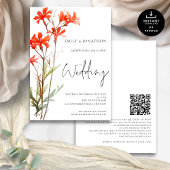 Invitation Boho Red Fleurs sauvages QR Code Mariage de script