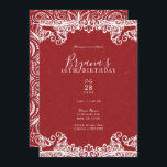 Invitation Boho Red & White Lace Bold Motif Sweet 16 Party<br><div class="desc">Personnaliser pour tout événement</div>