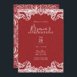 Invitation Boho Red & White Lace Bold Motif Sweet 16 Party<br><div class="desc">Personnaliser pour tout événement</div>