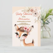 Invitation Boho rennes Safari Animaux Baby shower (Debout devant)