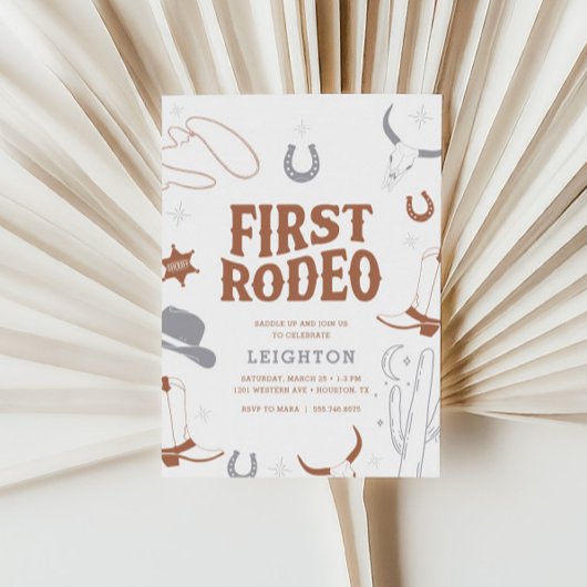 Invitation Boho Retro Boho First Rodeo Cowboy 1er anniversair