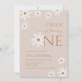 Invitation Boho Retro Daisy Girl Premier anniversaire (Devant)