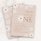 Invitation Boho Retro Daisy Girl Premier anniversaire