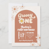 Invitation Boho Rétro Daisy Groovy Premier Anniversaire (Devant)