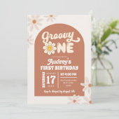 Invitation Boho Rétro Daisy Groovy Premier Anniversaire (Debout devant)