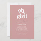 Invitation Boho Retro Dusty Rose | Oh Baby shower fille (Devant)
