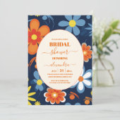 Invitation Boho Retro Floral Fête des mariées (Debout devant)