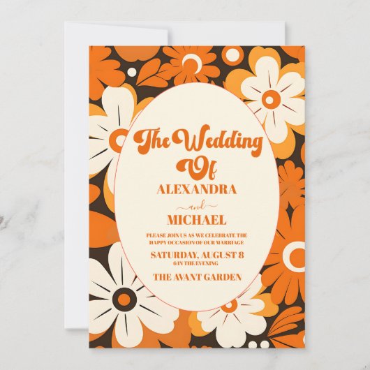 Invitation Boho Retro Floral Mariage (Devant)