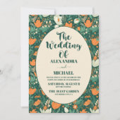 Invitation Boho Retro Floral Mariage (Devant)