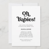 Invitation Boho Retro noir et blanc | Baby shower jumeaux (Devant)