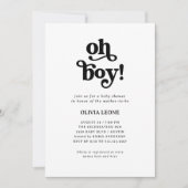 Invitation Boho Retro noir et blanc | Oh Boy Baby shower (Devant)