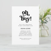 Invitation Boho Retro noir et blanc | Oh Boy Baby shower (Debout devant)