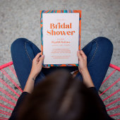 Invitation Boho Retro Orange Typographie Wavy Fête des mariée