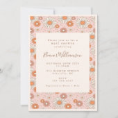 Invitation Boho Retro Pastel Baby shower floral rose (Devant)