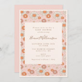 Invitation Boho Retro Pastel Baby shower floral rose (Devant / Derrière)