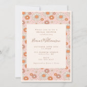 Invitation Boho Retro Pastel Fête des mariées florale rose (Devant)