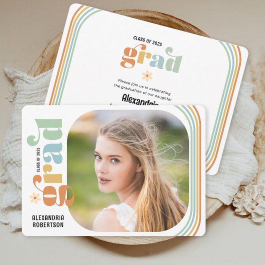 Invitation Boho Retro Photo Graduation Party