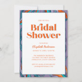 Invitation Boho Retro Purple Typographie Fête des mariées vag (Devant)