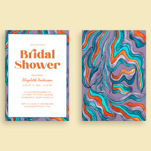 Invitation Boho Retro Purple Typographie Fête des mariées vag