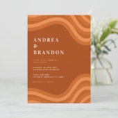 Invitation Boho Retro Rainbow QR Code RSVP tout en un Mariage (Debout devant)