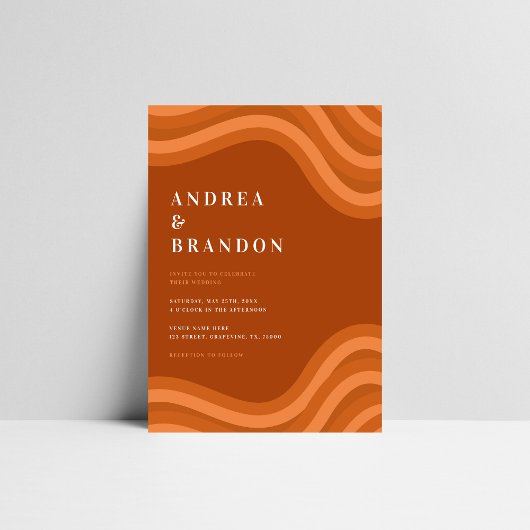 Invitation Boho Retro Rainbow QR Code RSVP tout en un Mariage