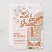 Invitation Boho Retro Super Hippie Floral 70's Anniversaire (Devant)