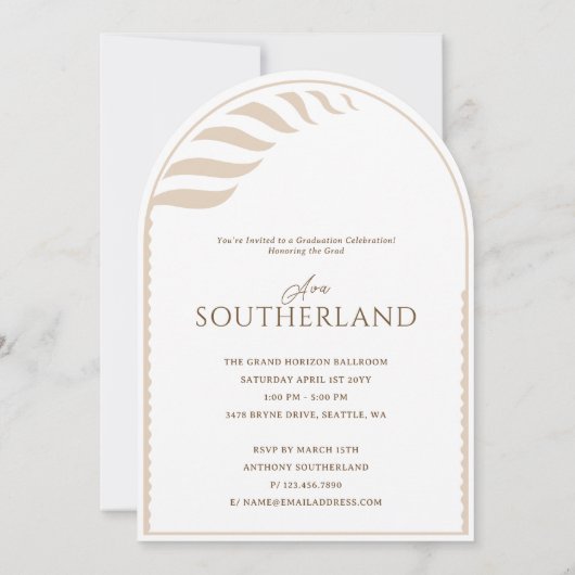 Invitation Boho Retro Tropical Palm Tree Graduation Photo (Dos)