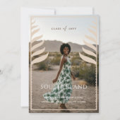 Invitation Boho Retro Tropical Palm Tree Graduation Photo (Devant)
