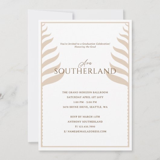 Invitation Boho Retro Tropical Palm Tree Graduation Photo (Dos)