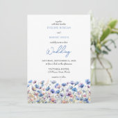 Invitation Boho rêve bleu fleur sauvage prairie floral (Debout devant)