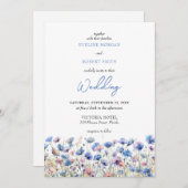 Invitation Boho rêve bleu fleur sauvage prairie floral (Devant / Derrière)