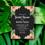 Invitation Boho Romantic Fleur sauvage Fête des mariées Flora<br><div class="desc">Cette élégante invitation à la douche à nuptiale fleurie est parfaite pour une douche à nuptiale d'été moderne. Le design romantique présente de beaux fleurs sauvages d'aquarelle avec élégante calligraphie blanche sur un arrière - plan noir.</div>