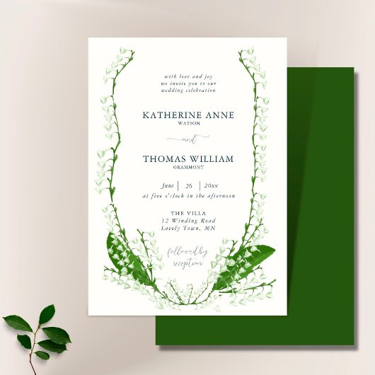 Invitation Boho Romantic Floral Frame Lys de Vallée Mariage