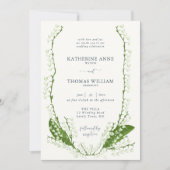 Invitation Boho Romantic Floral Frame Lys de Vallée Mariage (Devant)