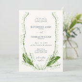 Invitation Boho Romantic Floral Frame Lys de Vallée Mariage (Debout devant)