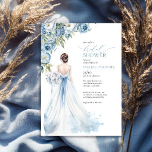 Invitation Boho Romantic Peonies bleu pâle mariage robe