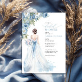 Invitation Boho Romantic Peonies duveteux bleu nuptiale douch