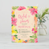 Invitation Boho romantique audacieux rose floral arc nuptiale (Debout devant)