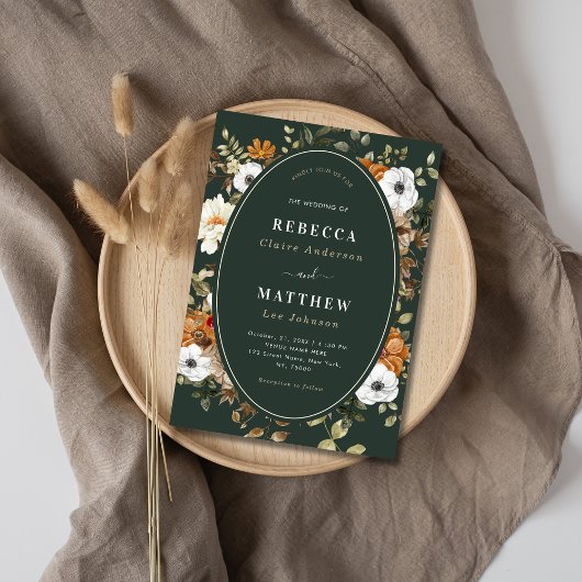 Invitation Boho romantique foncé Mariage botanique floral
