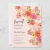 Invitation Boho romantique joli script floral rose doux 16 (Devant)