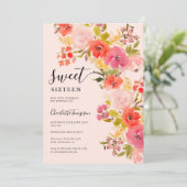 Invitation Boho romantique joli script floral rose doux 16 (Debout devant)