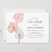 Invitation Boho Rose Aquarelle Anthuriums Tea Party (Devant)