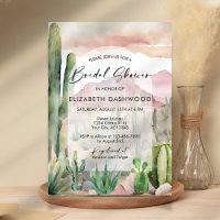 Boho Rose Aquarelle Desert Cactus Fête des mariées