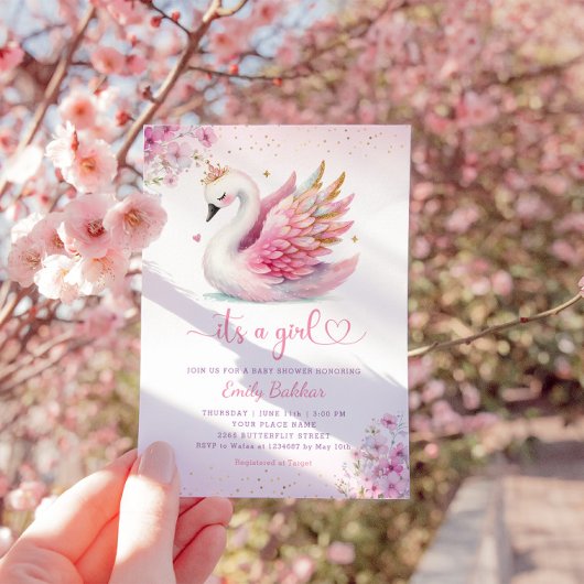 Invitation boho rose aquarelle floral c'est un baby shower fi