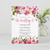 Invitation Boho Rose Aquarelle Florale Typographie Mariage (Debout devant)