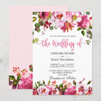 Boho Rose Aquarelle Florale Typographie Mariage