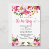 Invitation Boho Rose Aquarelle Florale Typographie Mariage (Devant)