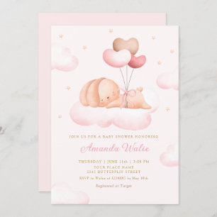 Invitation Boho rose Aquarelle mignonne Balloon Baby shower f